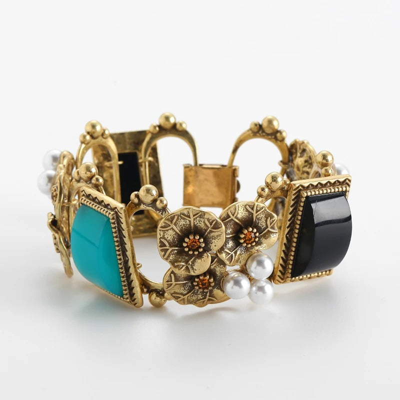 Arlion™ Vintage Natural Stone Lotus Pearl Bracelet