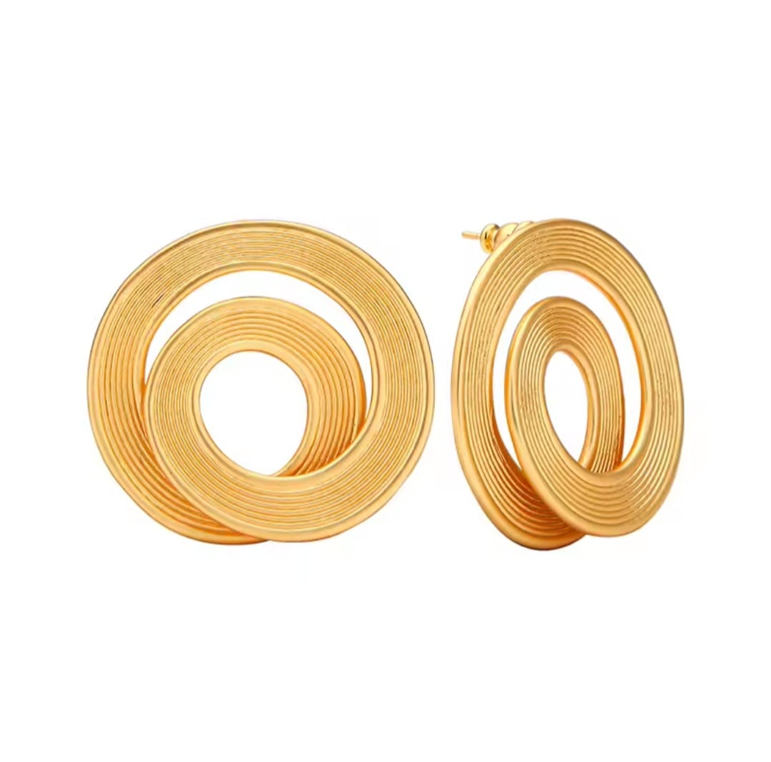 Rovana™ Matte Stripe Large Circle Stud Earrings