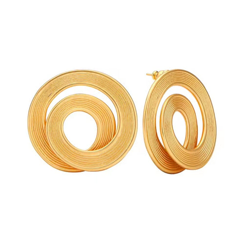 Rovana™ Matte Stripe Large Circle Stud Earrings