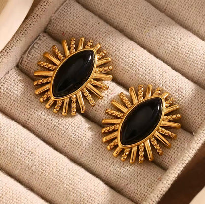 Agrelia™ Vintage Oval Agate Stone Earrings