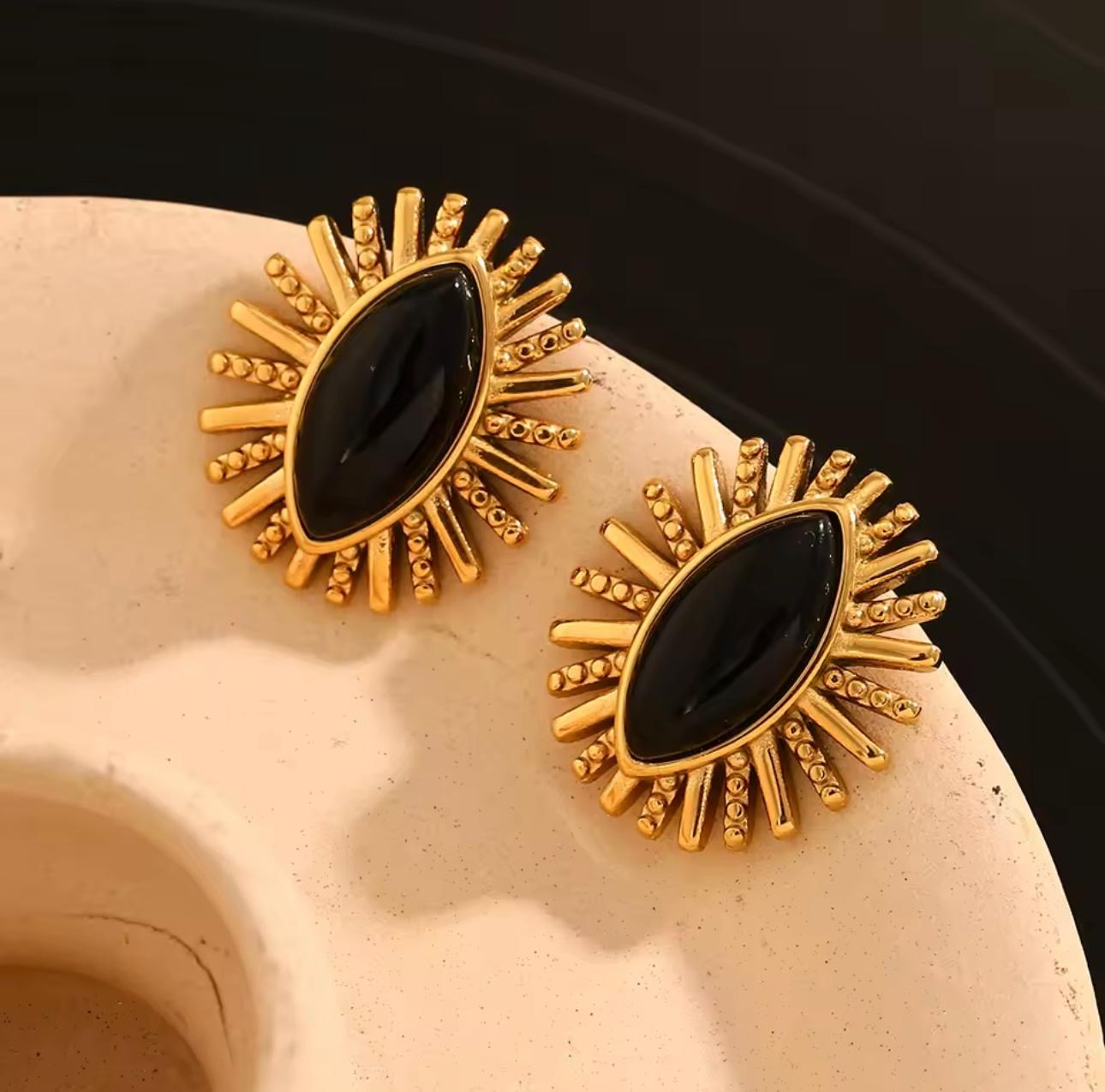 Agrelia™ Vintage Oval Agate Stone Earrings