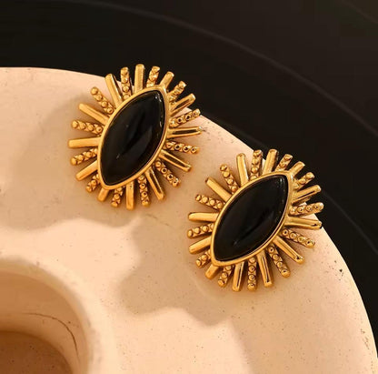 Agrelia™ Vintage Oval Agate Stone Earrings