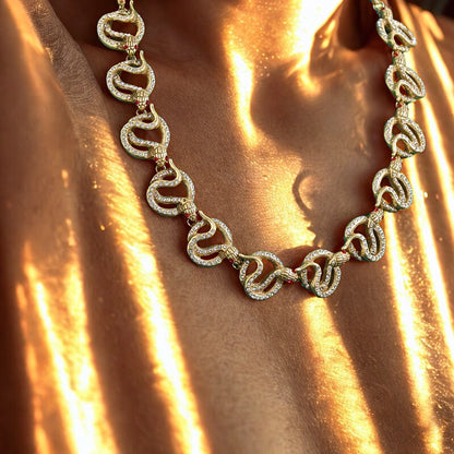 Vyperra™ Retro Punk Snake Rhinestone Choker
