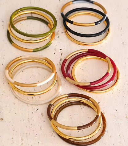Milena™ 18K Gold Minimalist Circle Bangle Set