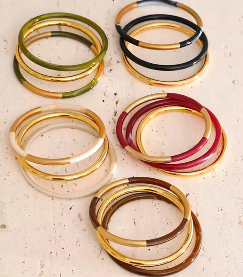 Milena™ 18K Gold Minimalist Circle Bangle Set
