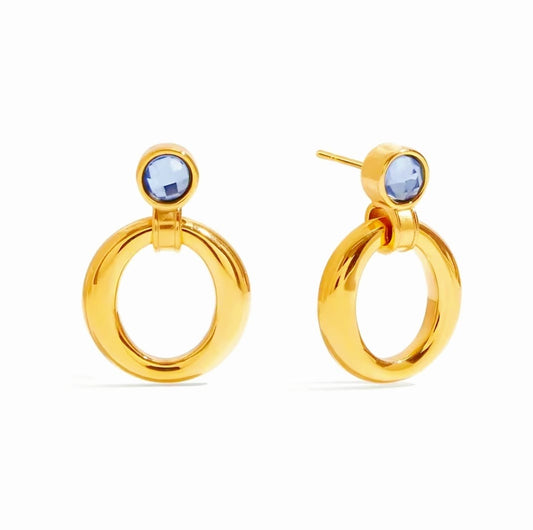 Valeria™ Blue Zirconia Hollow Round Stainless Steel Stud Earrings