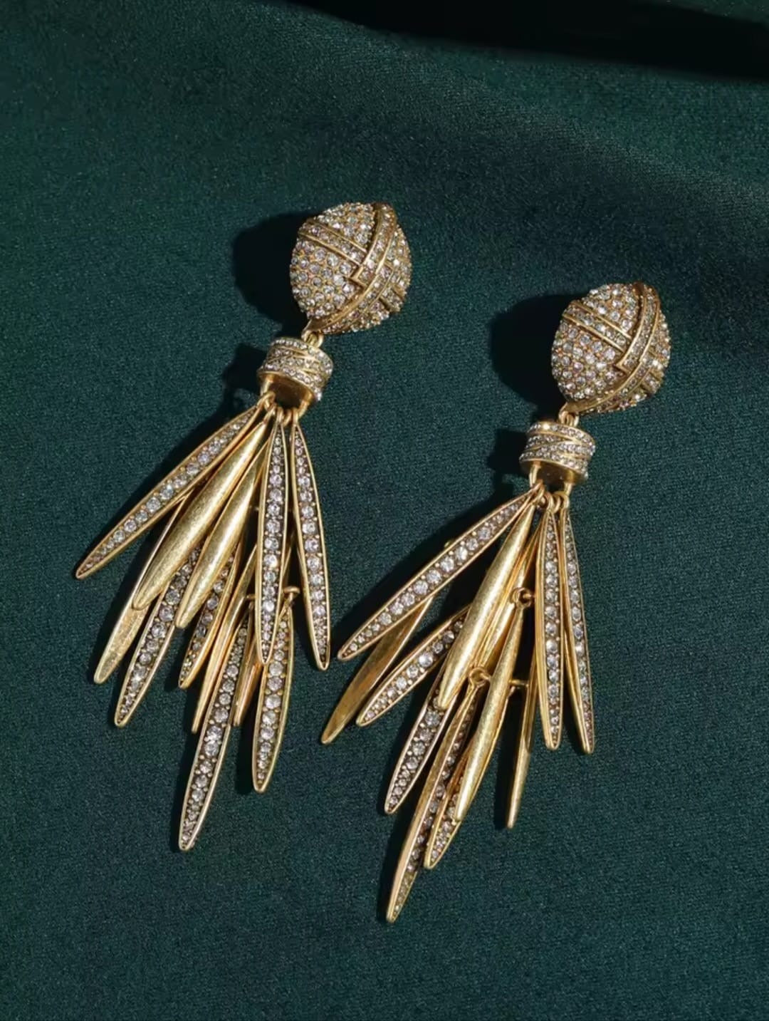 Tiffany™ Vintage Large Rhinestone Tassel Earrings