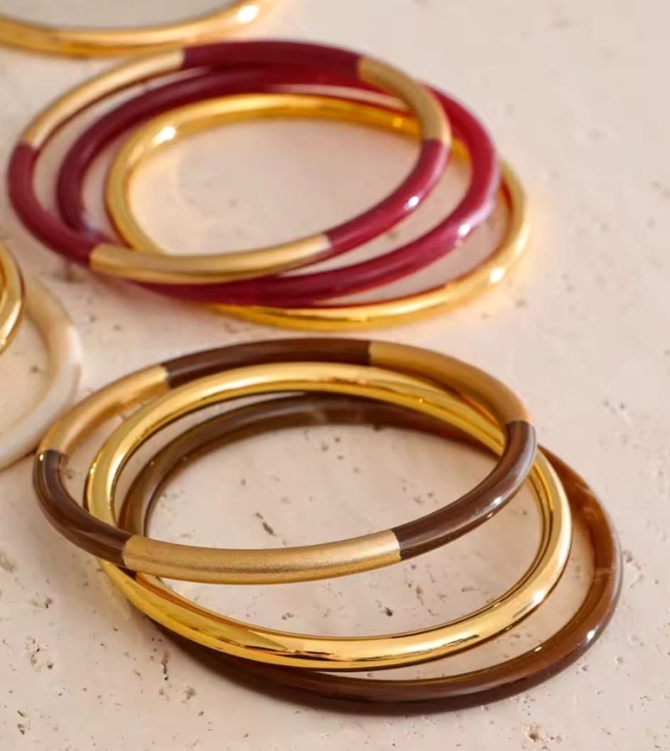 Milena™ 18K Gold Minimalist Circle Bangle Set