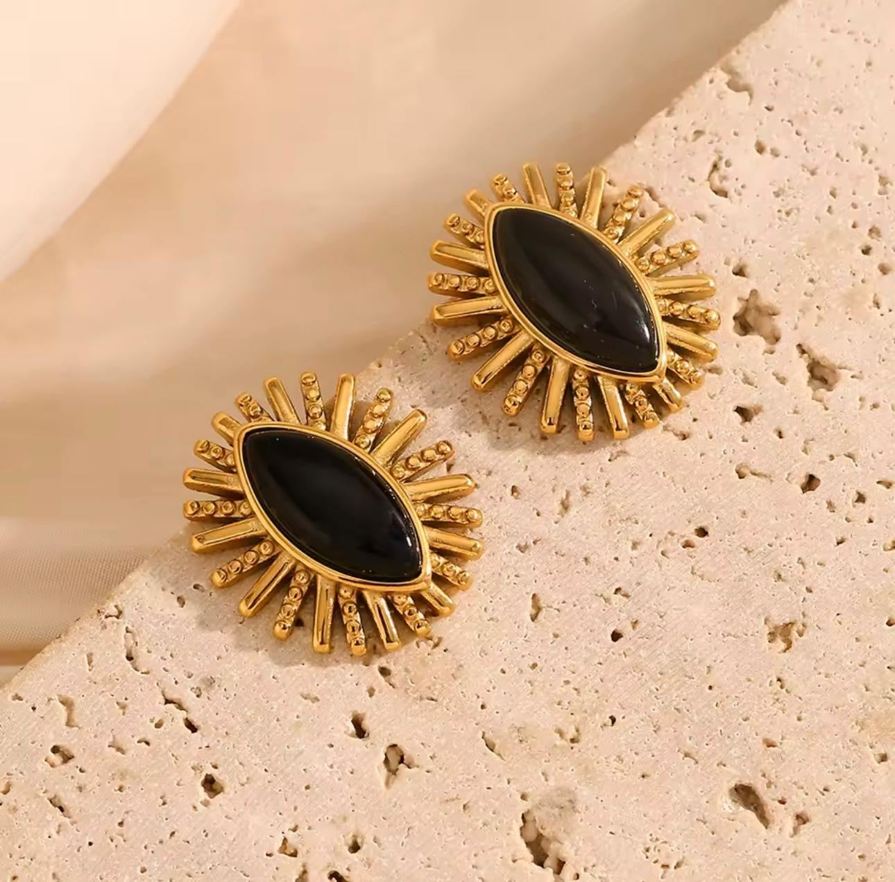 Agrelia™ Vintage Oval Agate Stone Earrings