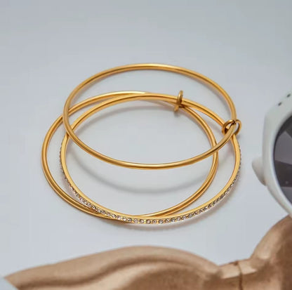 Liona™ 18K Gold Multi-Layer Zircon Geometric Bangle