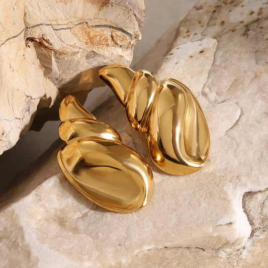 Etholia™ Cubic Shine Shell Gold Earrings
