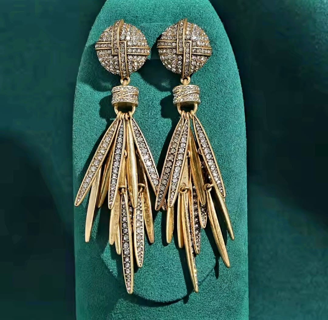 Tiffany™ Vintage Large Rhinestone Tassel Earrings