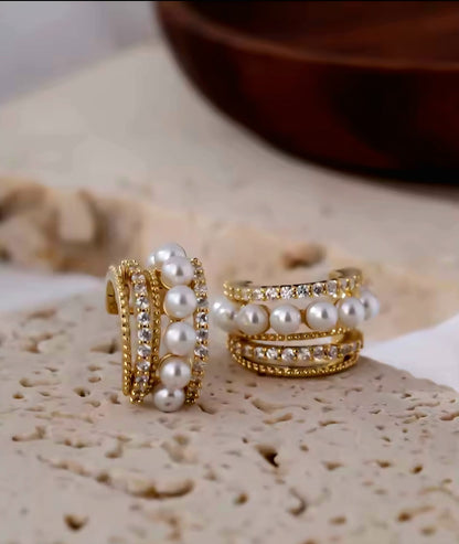 Valcure™ Geometric Pearl & Zirconia Stud Earrings