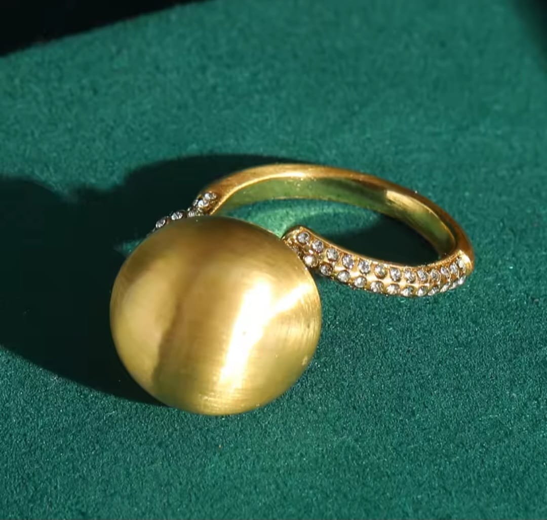 Ballorie™ Vintage Gold Sphere Rhinestone Adjustable Ring