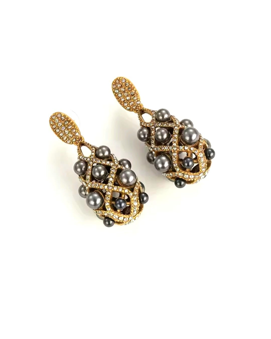 Agelise™ Vintage Grey Cross Freshwater Pearl Earrings