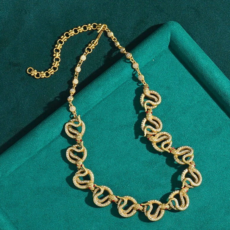 Vyperra™ Retro Punk Snake Rhinestone Choker