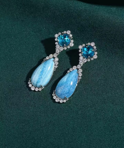 Aparina™ Vintage Sea Blue Crystal Drop Earrings