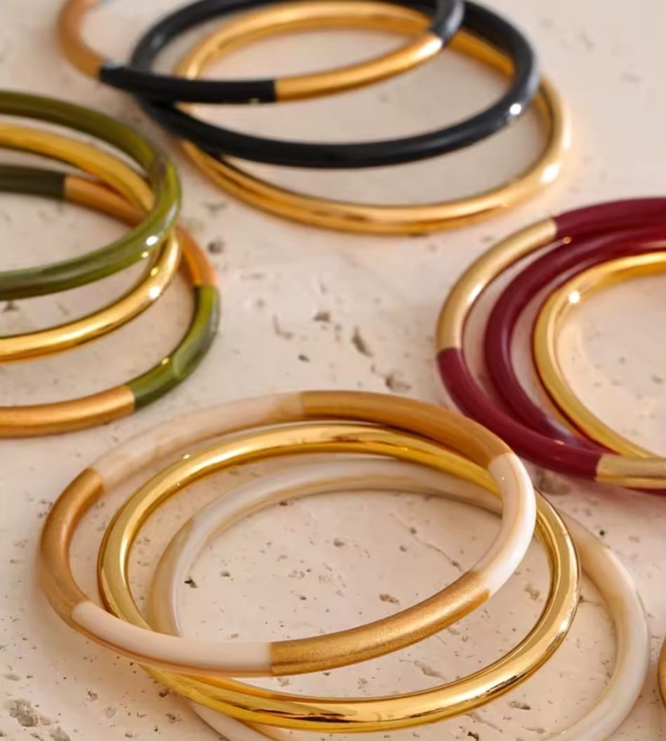 Milena™ 18K Gold Minimalist Circle Bangle Set