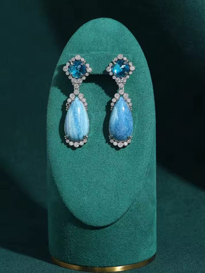 Aparina™ Vintage Sea Blue Crystal Drop Earrings