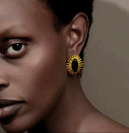 Agrelia™ Vintage Oval Agate Stone Earrings