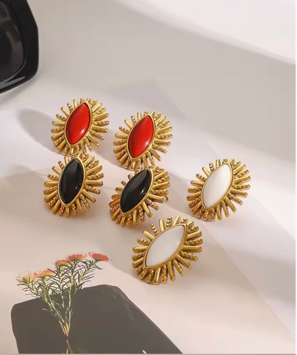 Agrelia™ Vintage Oval Agate Stone Earrings