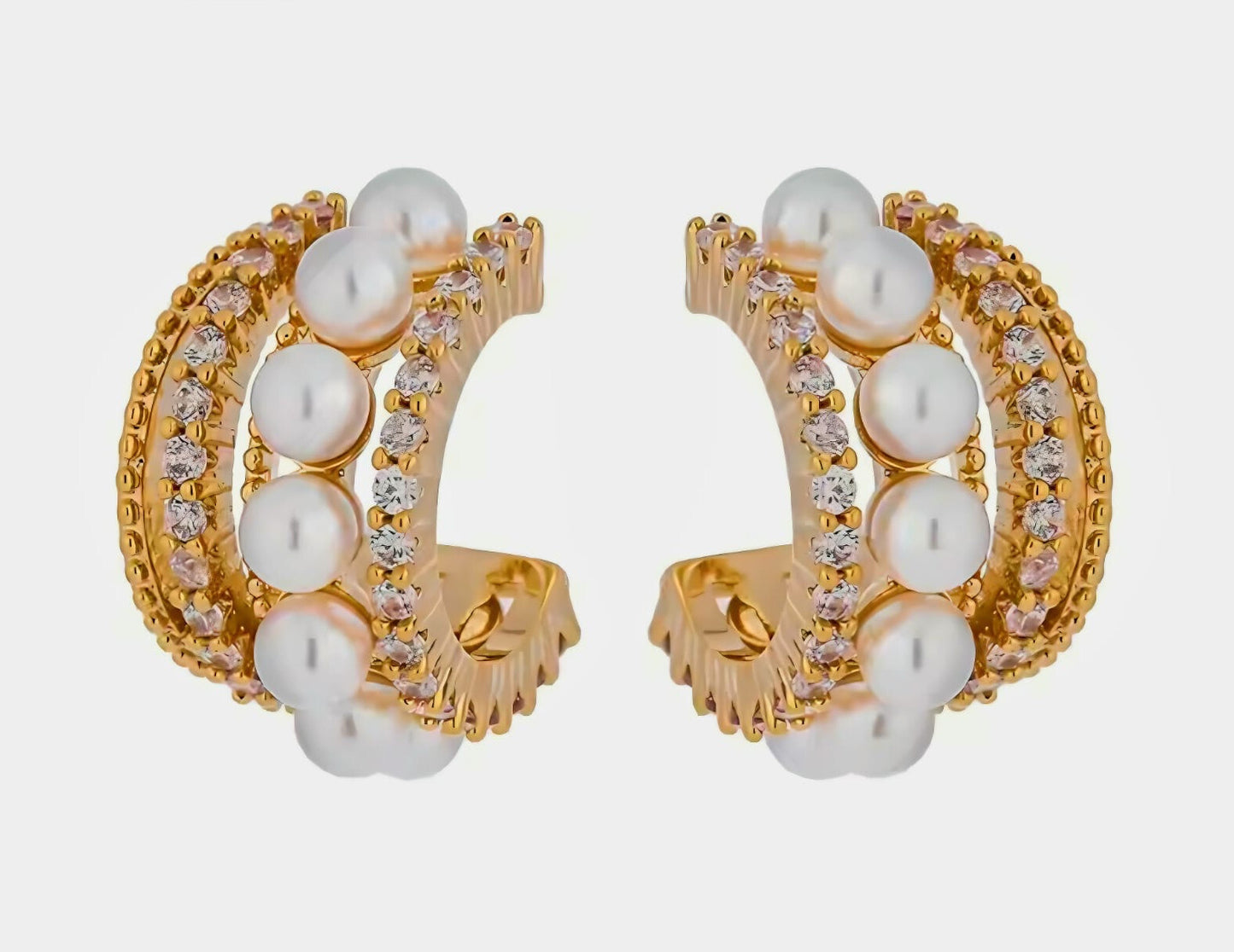 Valcure™ Geometric Pearl & Zirconia Stud Earrings