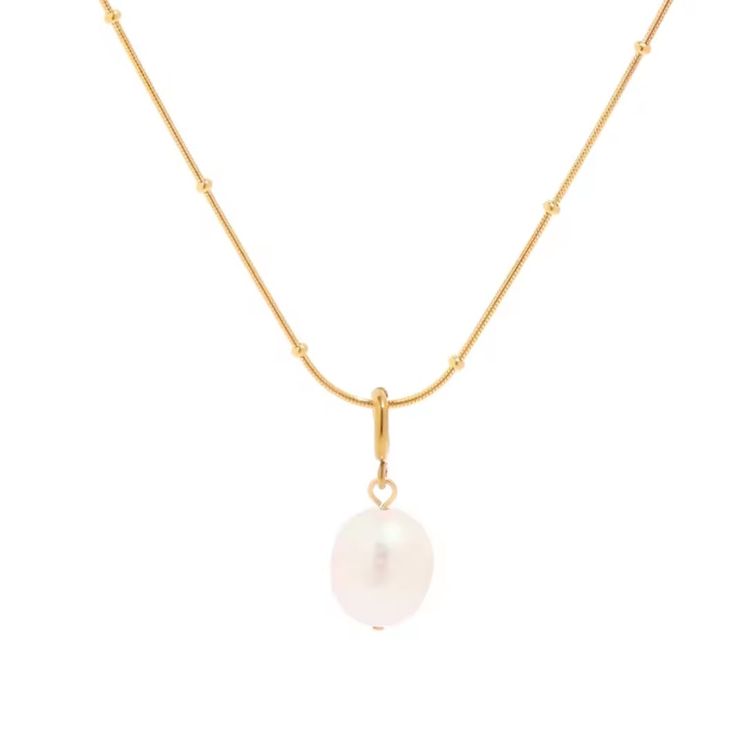 Sophie™ Gold Stainless Steel Natural Pearl Pendant Necklace