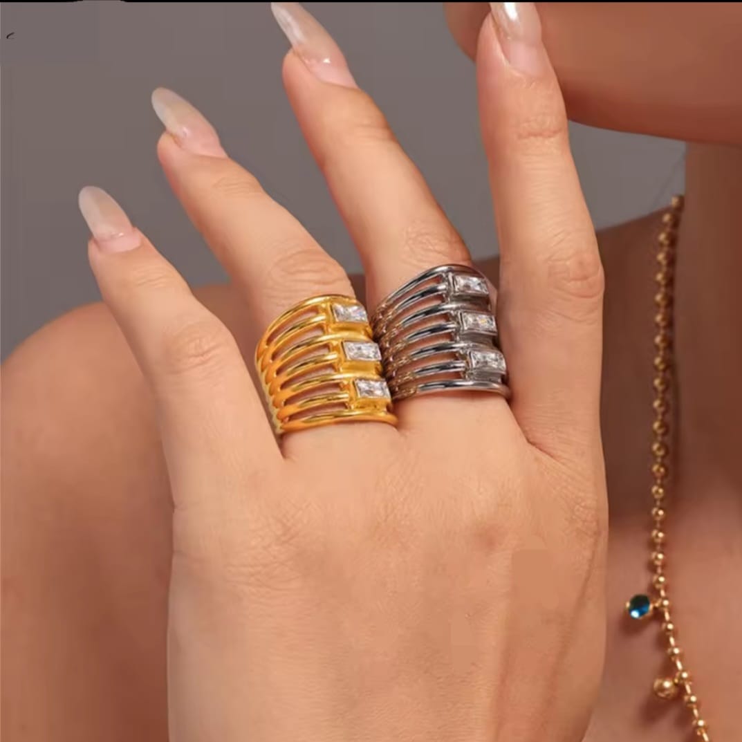 Sariel™ Gold Layered White Zirconia Ring