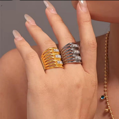 Sariel™ Gold Layered White Zirconia Ring