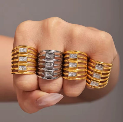 Sariel™ Gold Layered White Zirconia Ring