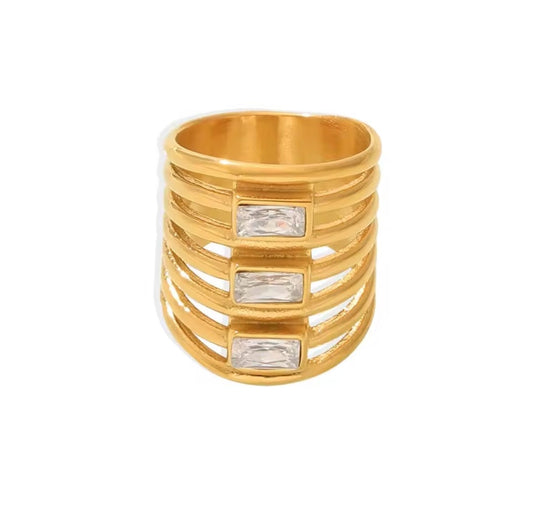 Sariel™ Gold Layered White Zirconia Ring