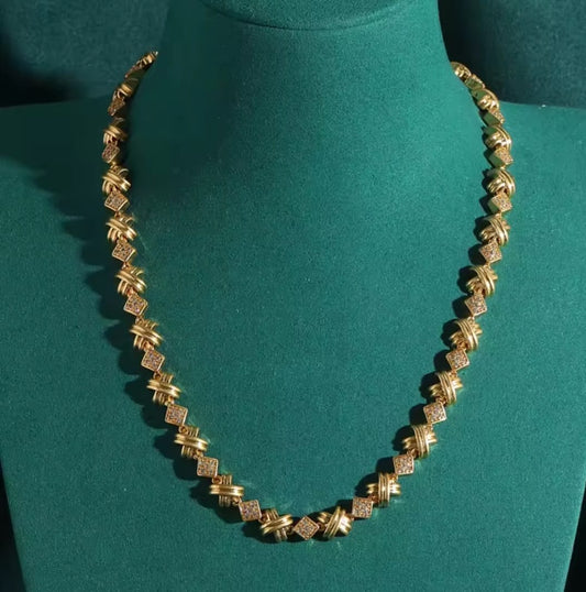 Ceciliana™ Vintage Floral Rhinestone Cross Necklace