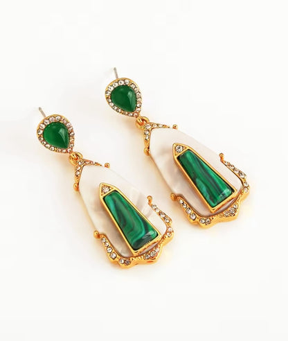 Lunaria™ Vintage Green Agate Malachite Drop Earrings