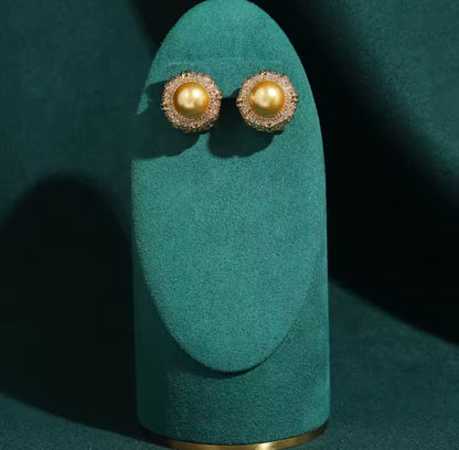 Luisa™ Vintage 18K Gold Champagne Pearl Stud Earrings