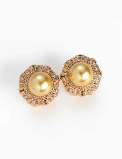 Luisa™ Vintage 18K Gold Champagne Pearl Stud Earrings