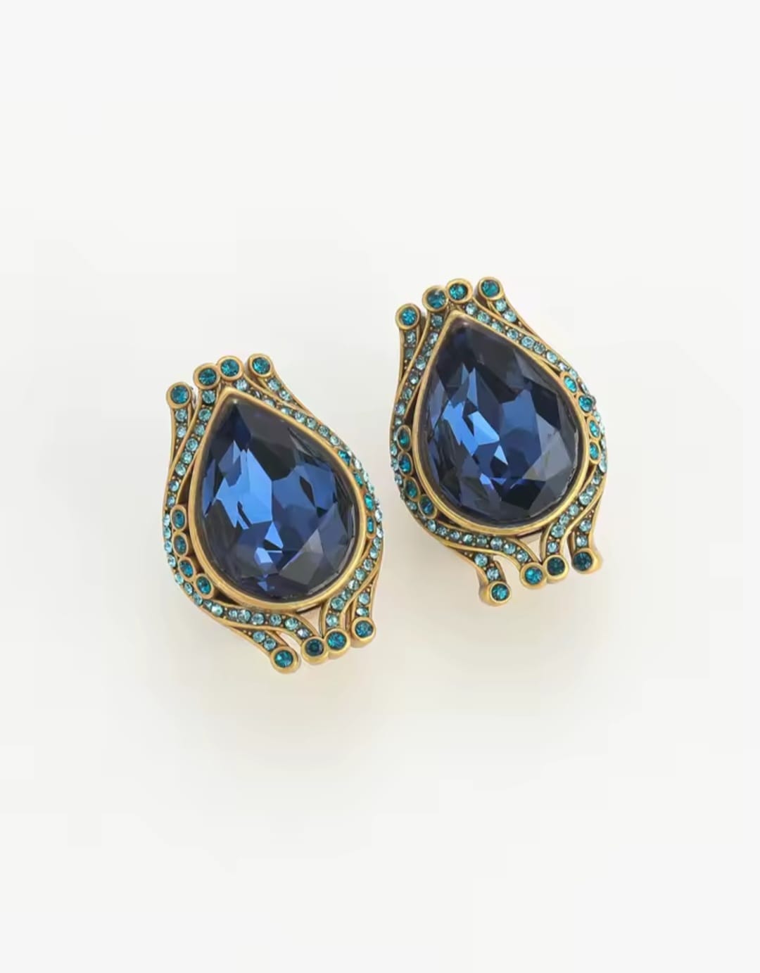 Andriani™ Vintage Blue Tulip Zirconia Teardrop Earrings