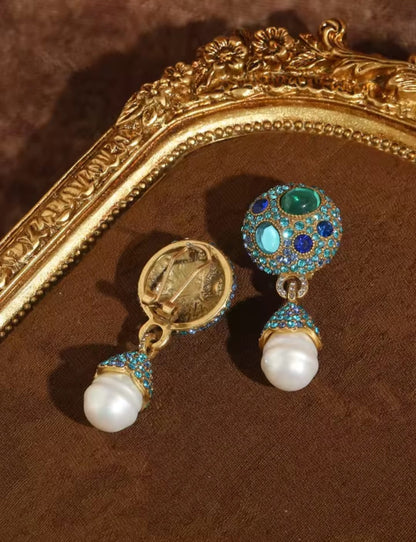 Zinovia™ Vintage Blue Crystal Opal Drop Earrings