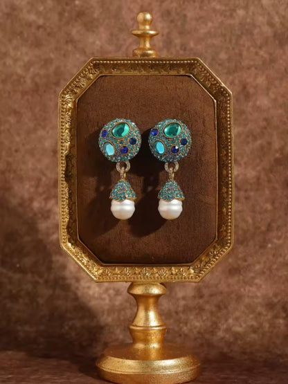 Zinovia™ Vintage Blue Crystal Opal Drop Earrings