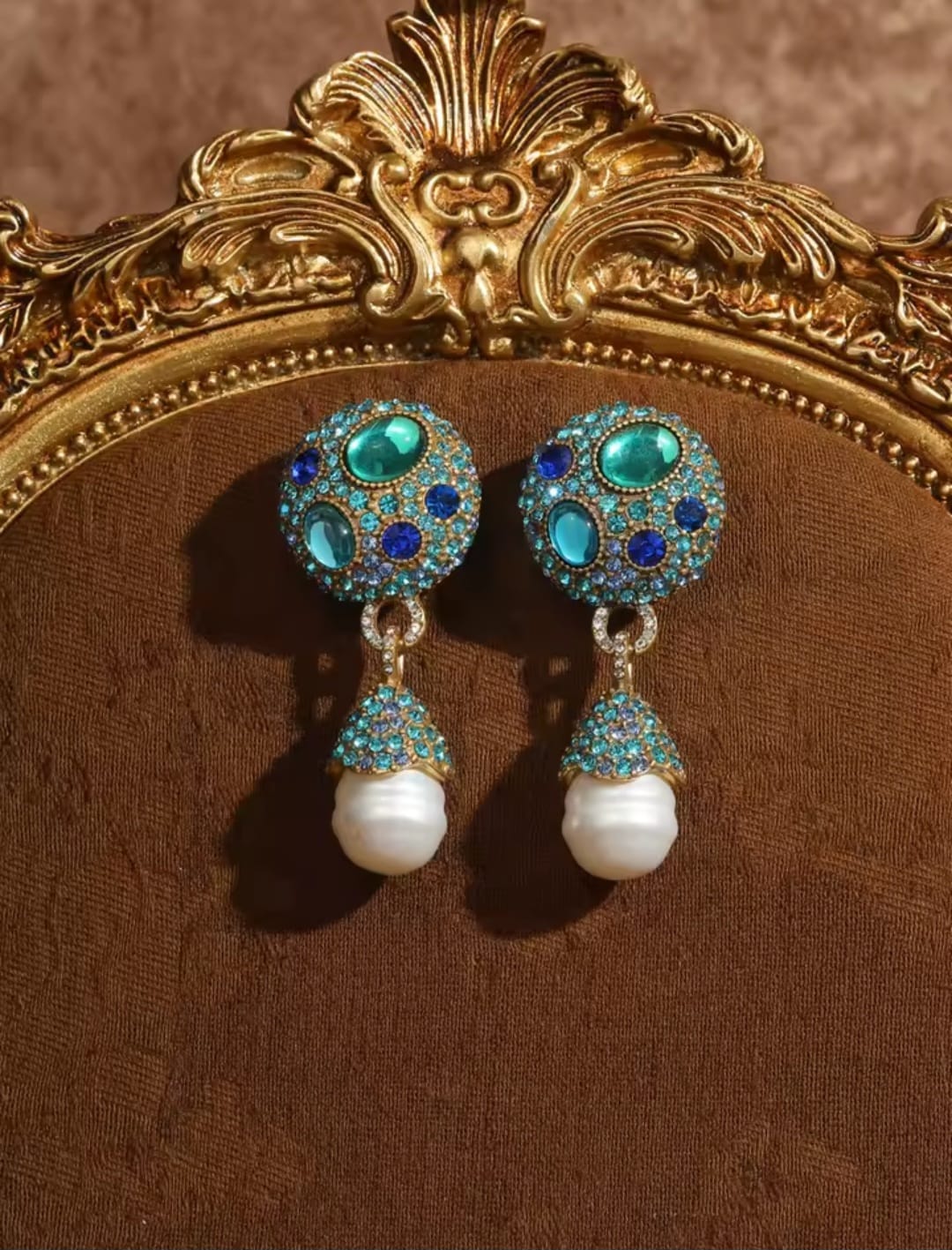 Zinovia™ Vintage Blue Crystal Opal Drop Earrings