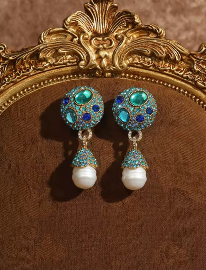 Zinovia™ Vintage Blue Crystal Opal Drop Earrings