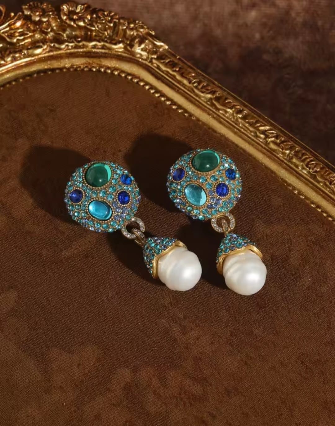 Zinovia™ Vintage Blue Crystal Opal Drop Earrings