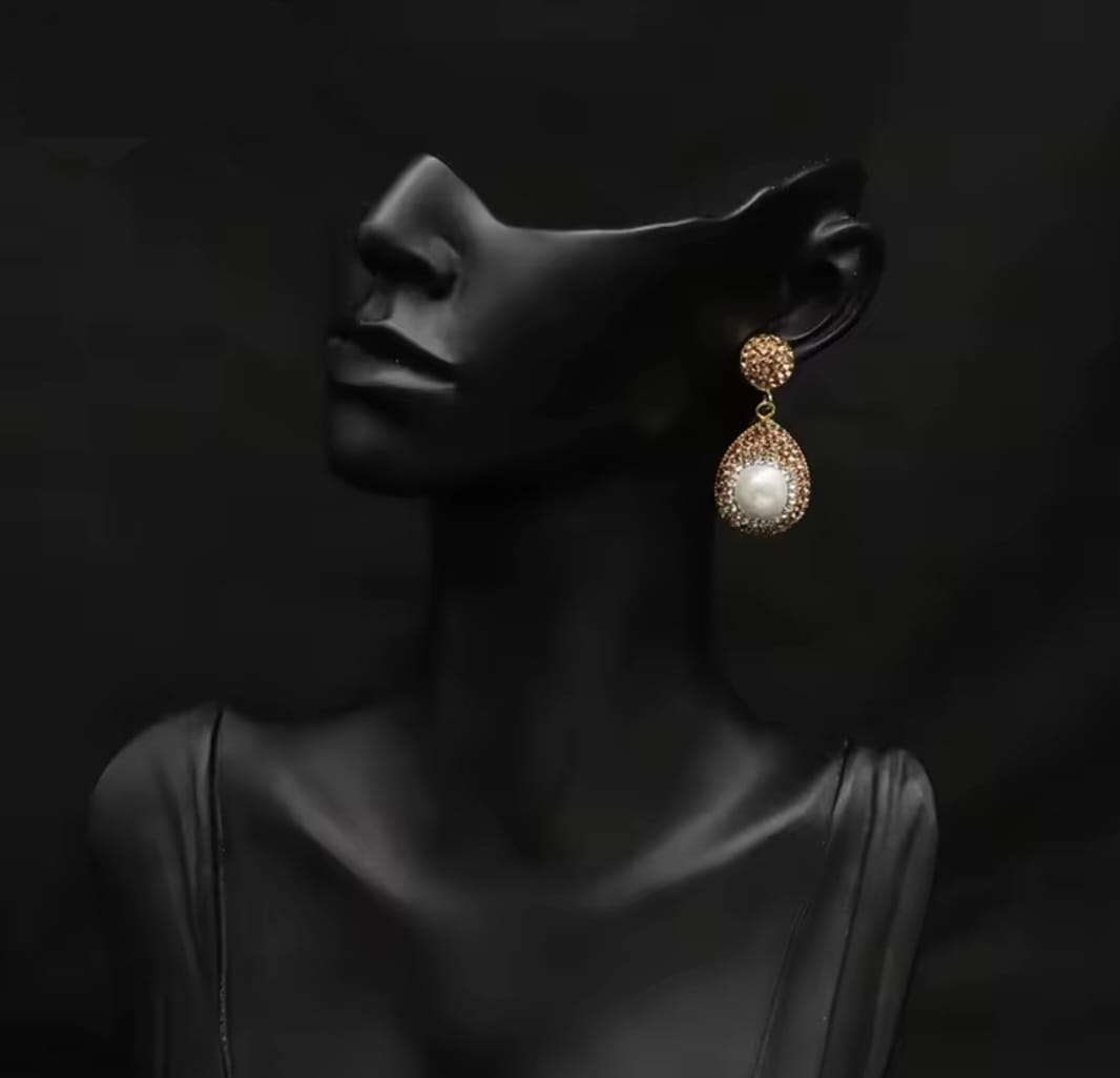 Giselle™ Gold-Plated Baroque Pearl Rhinestone Drop Earrings
