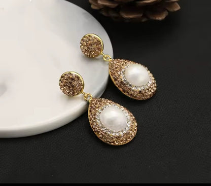 Giselle™ Gold-Plated Baroque Pearl Rhinestone Drop Earrings