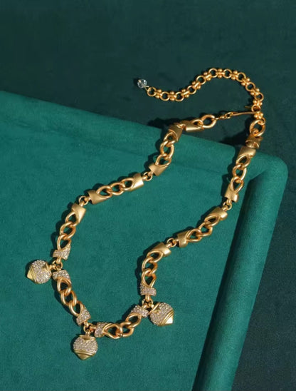 Bruletta™ Vintage Rhinestone Heart Pendant Necklace