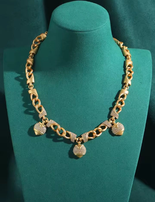 Bruletta™ Vintage Rhinestone Heart Pendant Necklace