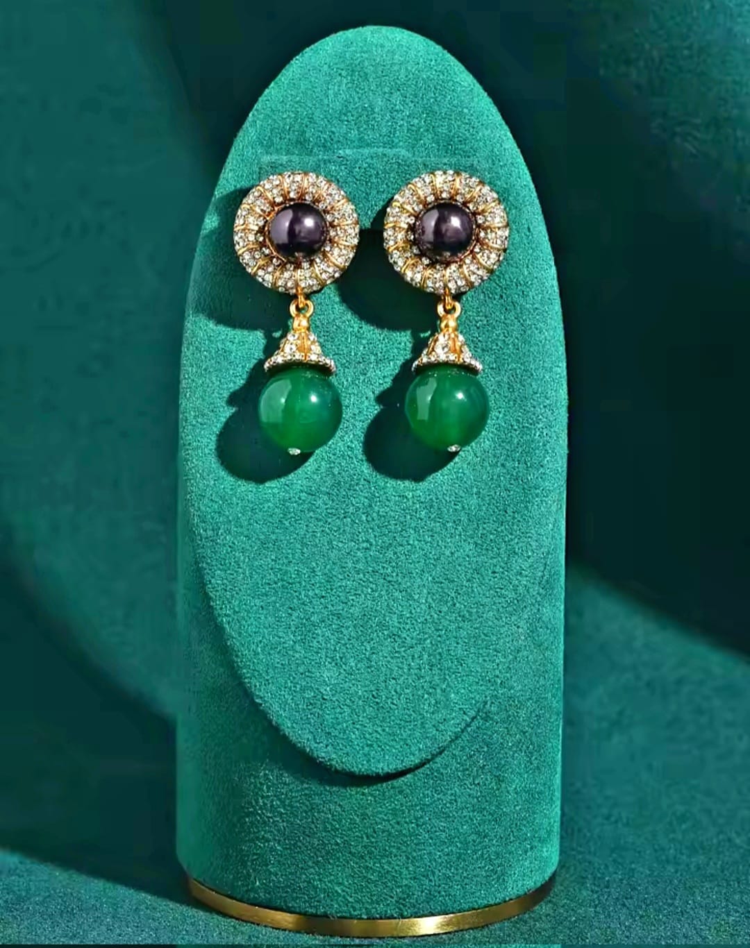 Lisa™ Luxury Green Agate Teardrop Vintage Pearl Earrings