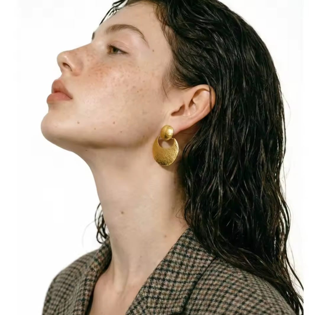 Aurevia™ Hammered Geometric Stainless Steel Statement Earrings