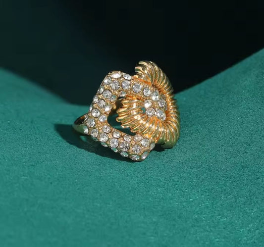 Penelope™ Vintage Two-Tone Square Cross Rhinestone Ring