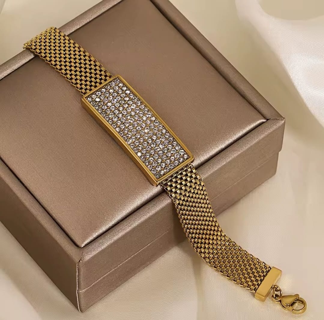 Brionne™ Gold Rhinestone Stainless Steel Bracelet