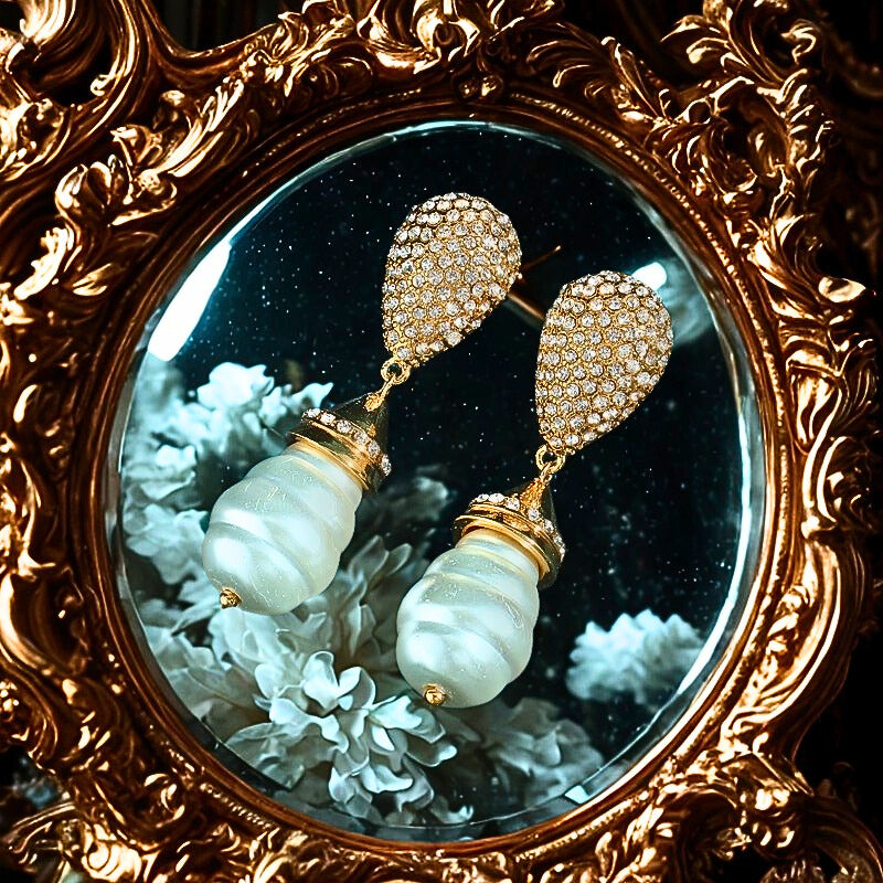 Auraline™ Vintage Baroque Pearl Bridal Drop Earrings